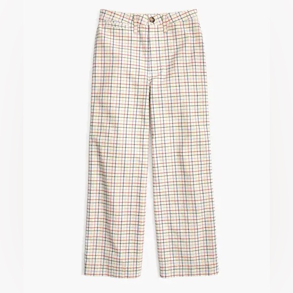 Madewell Pants - Madewell || Emmett Wide-Leg Crop Pants in Rainbow Windowpane Cream 23